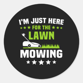 Pegatina Redonda Lawn Mowing Lawnmower Mow Lawn Mowing