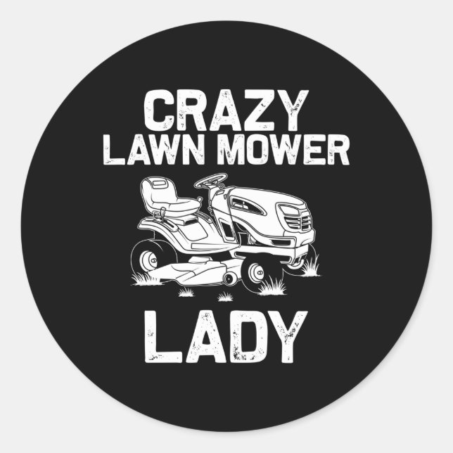 Pegatina Redonda Lawn Mowing Mom Lawn Mower Farm Gardening (Anverso)