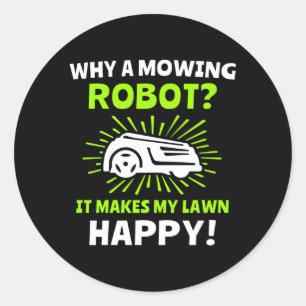 Pegatina Redonda Lawn Mowing Robot Lawnmower Lawn Mower