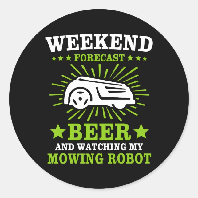 Pegatina Redonda Lawn Mowing Robot Lawnmower Lawn Mower (Anverso)