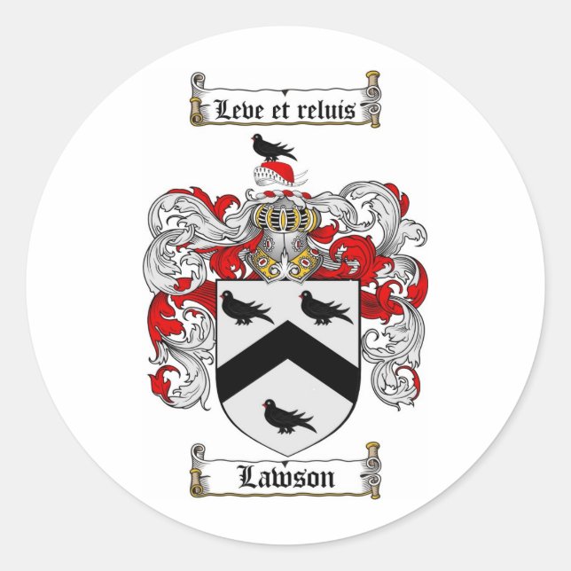 PEGATINA REDONDA LAWSON FAMILIAR CREST - LAWSON COAT OF ARMS (Anverso)