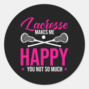 Pegatina Redonda Lax Funny Lacrosse Me Hace Feliz Lacrosse Lover