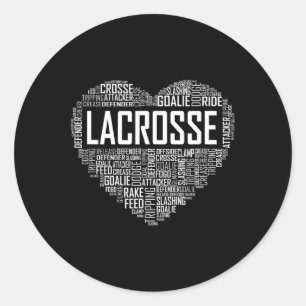 Pegatina Redonda Lax Lacrosse Heart Love Player Lover Gift