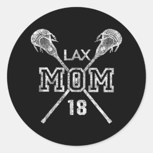 Pegatina Redonda Lax Mom #18 Lacrosse Mom Número 18 de madre