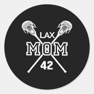 Pegatina Redonda Lax Mom #42 Lacrosse Mom Número 42 de madre