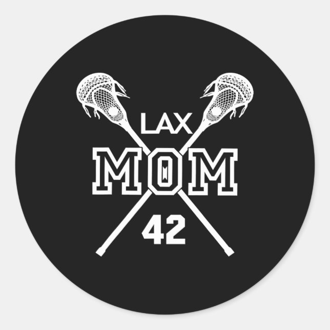 Pegatina Redonda Lax Mom #42 Lacrosse Mom Número 42 de madre (Anverso)