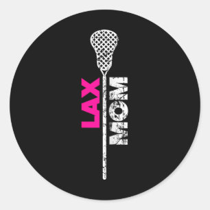 Pegatina Redonda Lax Mom Lacrosse Acento Rosa