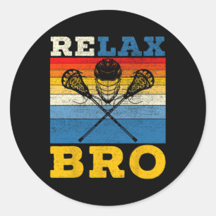 Pegatina Redonda Lax Stick Sports Team Retro