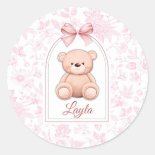 Pegatina Redonda Layla Diseño de guardería de osito rosado person