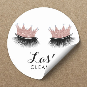 Pegatina Redonda Lazas más limpias Rosa moderno Oro Crown Eyelash