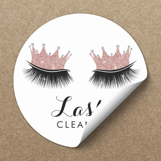 Pegatina Redonda Lazas más limpias Rosa moderno Oro Crown Eyelash (Subido por el creador)