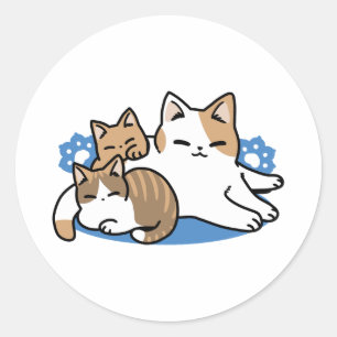 Pegatina Redonda Laze Furr Days - Diseño de gatos perezosos