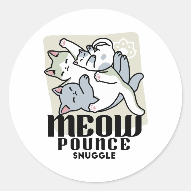 Pegatina Redonda Laze Furr Days - Diseño de gatos perezosos (Anverso)