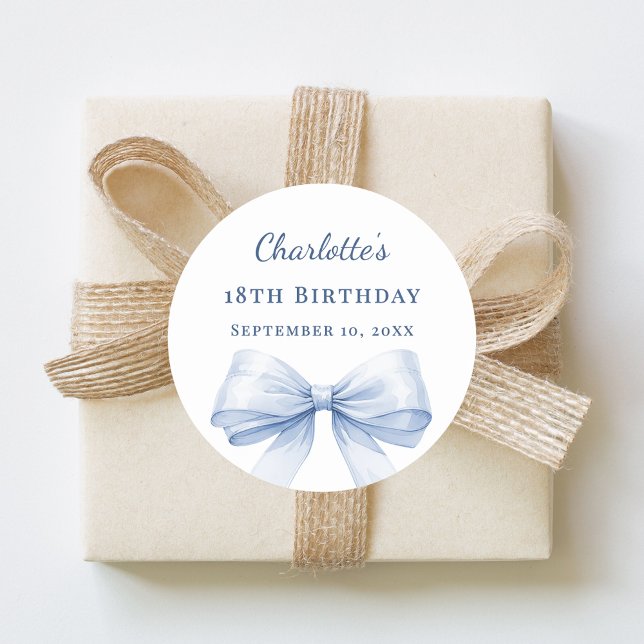 Pegatina Redonda Lazo azul claro de cumpleaños (Subido por el creador)