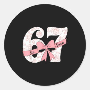 Pegatina Redonda Lazo Coquette Número 67 Meme Nk Floral 