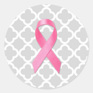 Pegatina Redonda Lazo De Concienciación Sobre El Cáncer De Mama