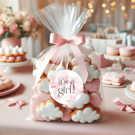 Pegatina Redonda Lazo de Coqueta Rosa Bonito Es una Niña