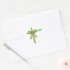 Pegatina Redonda Lazo de regalo elegante: diseño moderno de Navidad