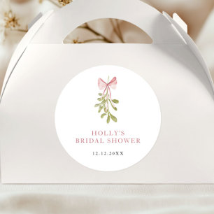 Pegatina Redonda Lazo de Rosa Polvorienta de Muérdago Despedida de 