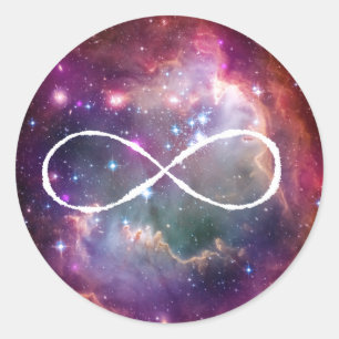 Pegatina Redonda Lazo infinito y fondo hipster del espacio de galax