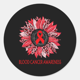 Pegatina Redonda Lazo Rojo de Conciencia del Cáncer de Sangre Giras
