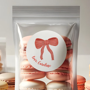 Pegatina Redonda Lazo Rojo Personalizado Día de San Valentín