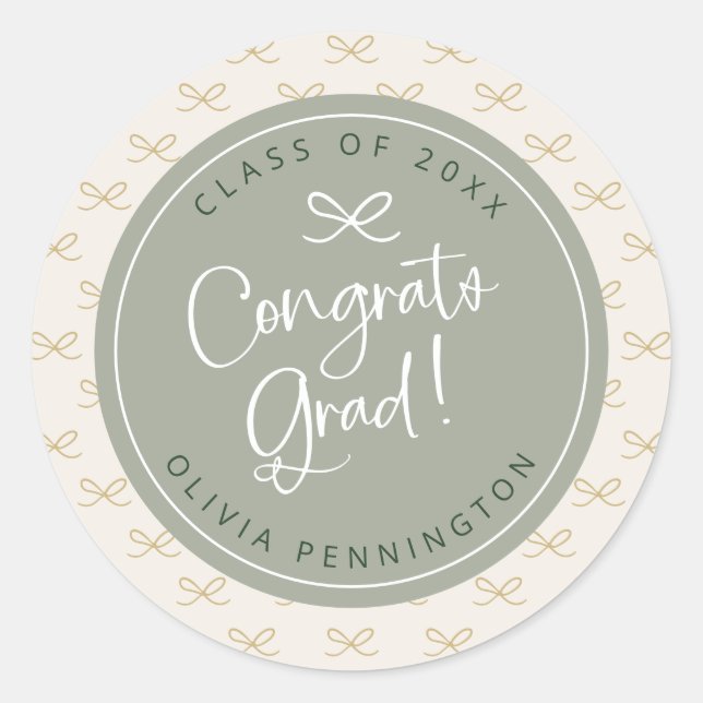 Pegatina Redonda Lazo verde menta personalizado femenino (Anverso)