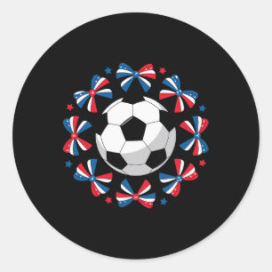 Pegatina Redonda Lazos de fútbol Coquette lindos Día de juego Mamá
