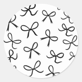 Pegatina Redonda Lazos Negros Pequeños Lindos De Moda Blancos