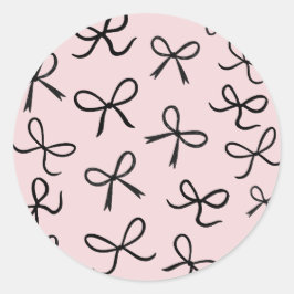 Pegatina Redonda Lazos Negros Pequeños Lindos de Moda Rosa