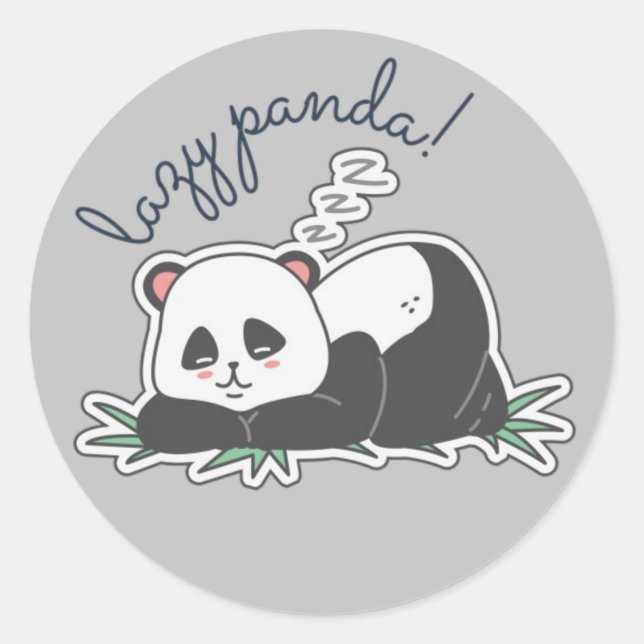 Pegatina Redonda Lazy Panda (Anverso)