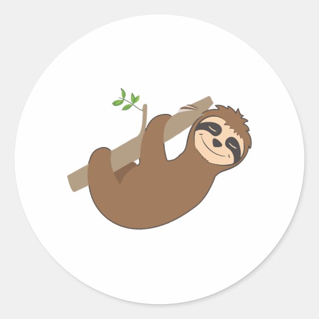 Pegatina Redonda Lazy Sloth Cansada Sloth Graciosa Modo Sloth Sloth (Anverso)
