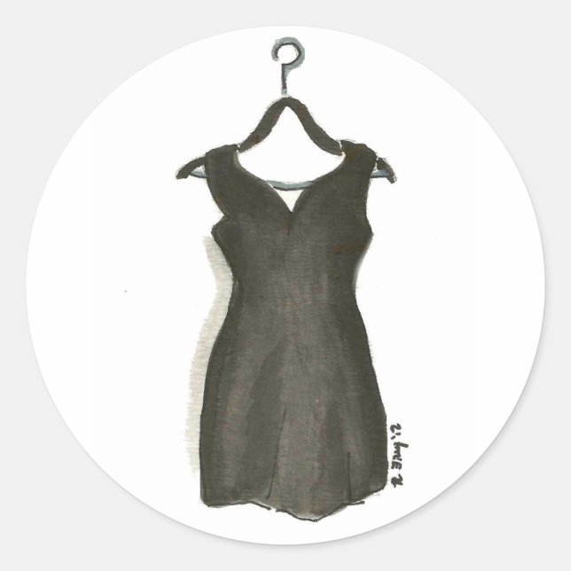 Pegatina Redonda LBD Pequeño Vestido Negro Estilo Moda Fashionista (Anverso)
