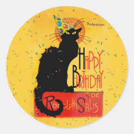 Pegatina Redonda Le Chat Noir - Feliz cumpleaños