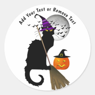 Pegatina Redonda Le Chat Noir Halloween With