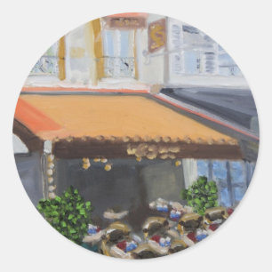 Pegatina Redonda Le Grand Cafe: Fontainebleau, Francia