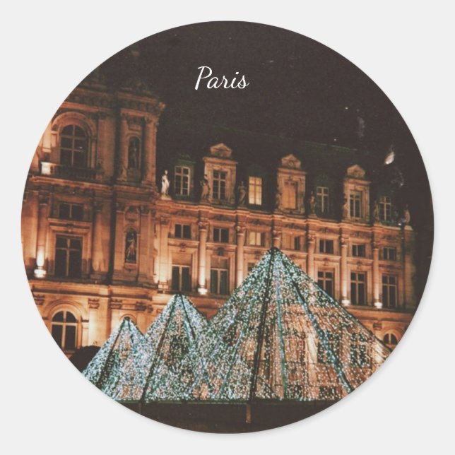 Pegatina Redonda Le Louvre, Paris, France (Anverso)