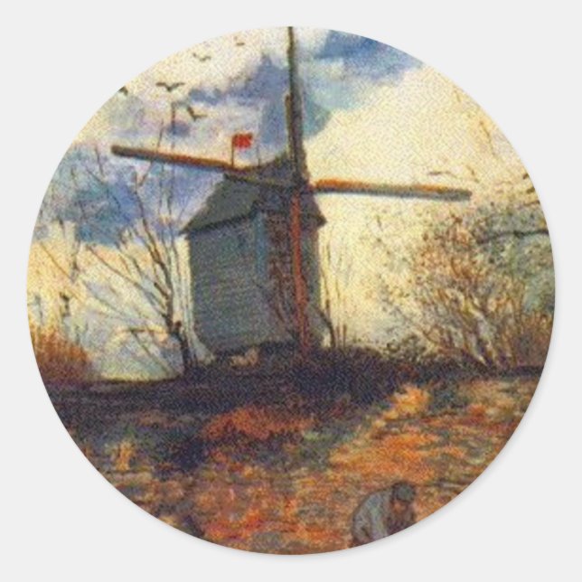 Pegatina Redonda Le Moulin de la Galette Van Gogh (Anverso)