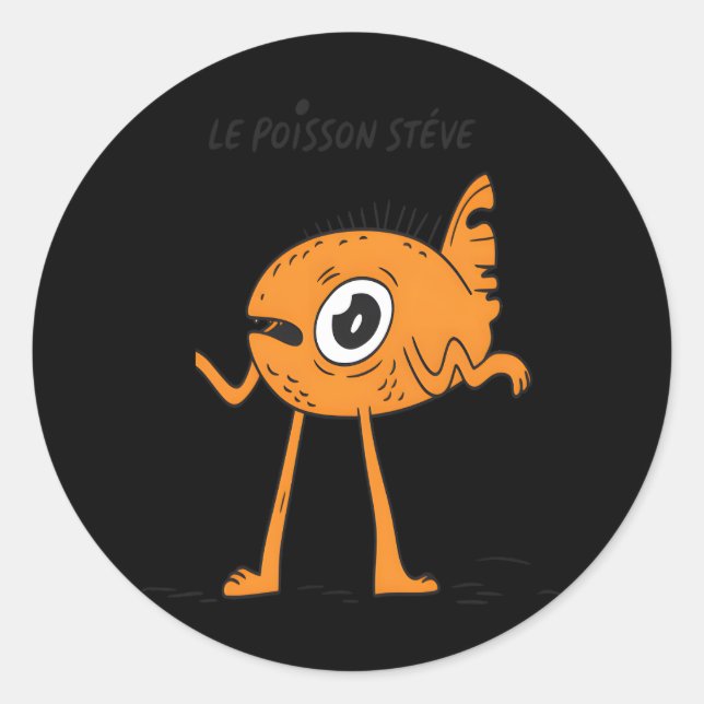 Pegatina Redonda Le Poisson Steve Cute y Funny (Anverso)