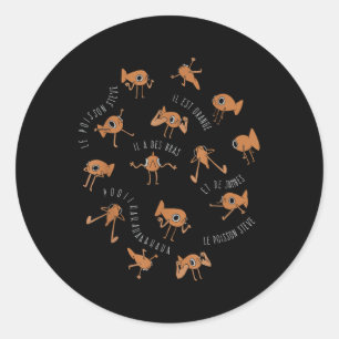 Pegatina Redonda Le Poisson Steve Funny Fish Meme _1