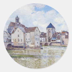 Pegatina Redonda Le Pont de Moret, Alfred Sisley