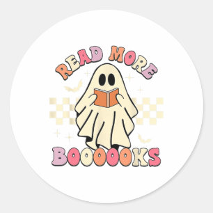 Pegatina Redonda Lea más libros Cute Ghost Leer más libros H