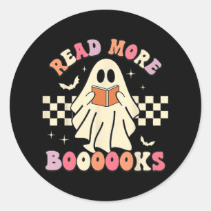 Pegatina Redonda Lea más libros Cute Ghost Leer más libros H