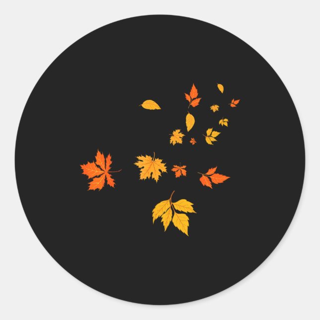 Pegatina Redonda Leaf Blower Fall Leaves Funny Halloween Couple Mat (Anverso)