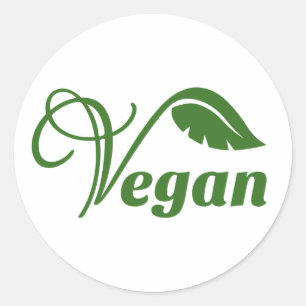 Pegatina Redonda Leaf del logotipo vegan