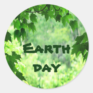 Pegatina Redonda Leafy Earth Day