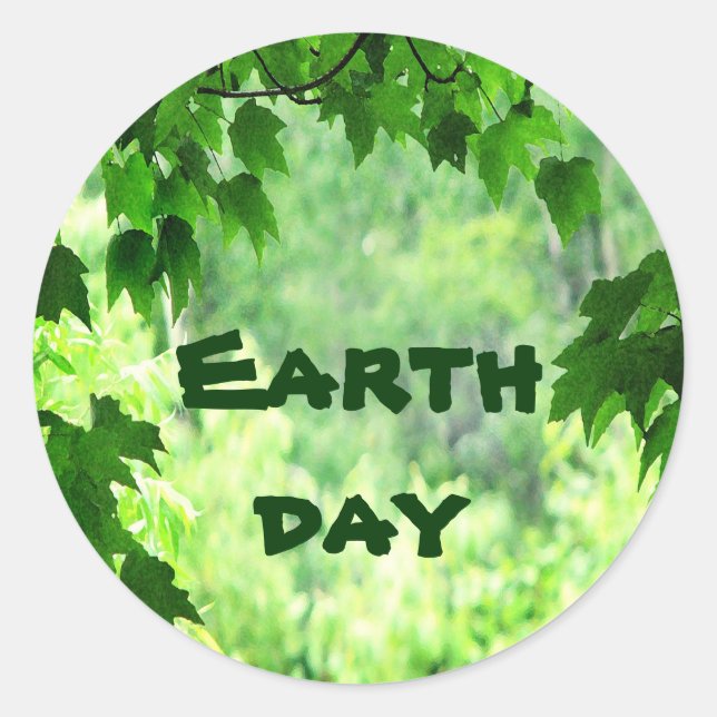 Pegatina Redonda Leafy Earth Day (Anverso)