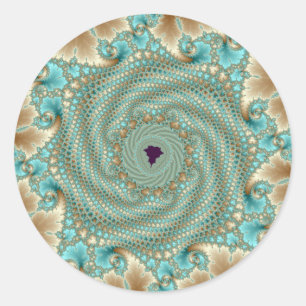 Pegatina Redonda Leafy Whorls Fractal