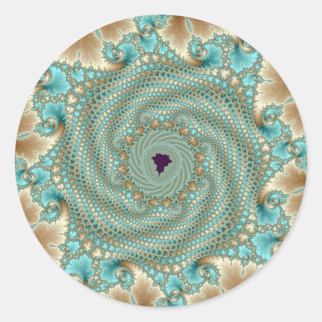 Pegatina Redonda Leafy Whorls Fractal (Anverso)