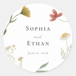 Pegatina Redonda Leander Wildflower Boda